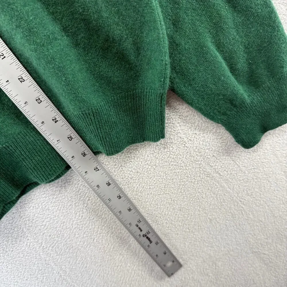 Club Room Cashmere Sweater Men's Large Green v neck Pullover Preppy Solid Fine
